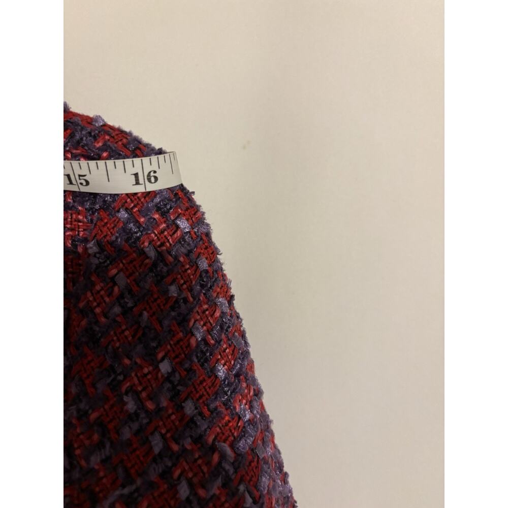 Talbots Blazer Jacke 12 Petite Red Blue Tweed Gold Buttons Cropped Women Elegant - Picture 8 of 9